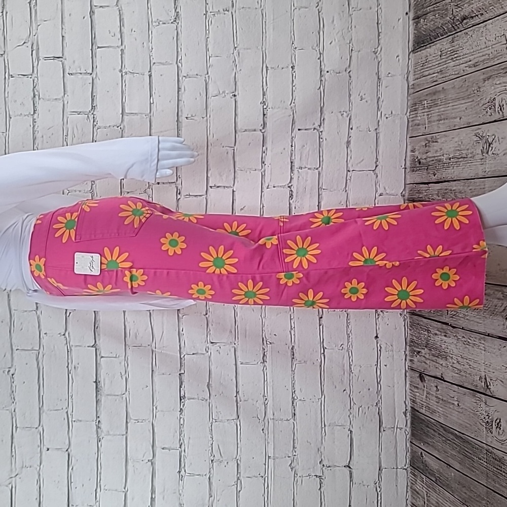 Free People Youthquake Printed Hi-Rise Crop Flare Jeans Lipstick Combo Pink -NWT - Picture 6 of 17